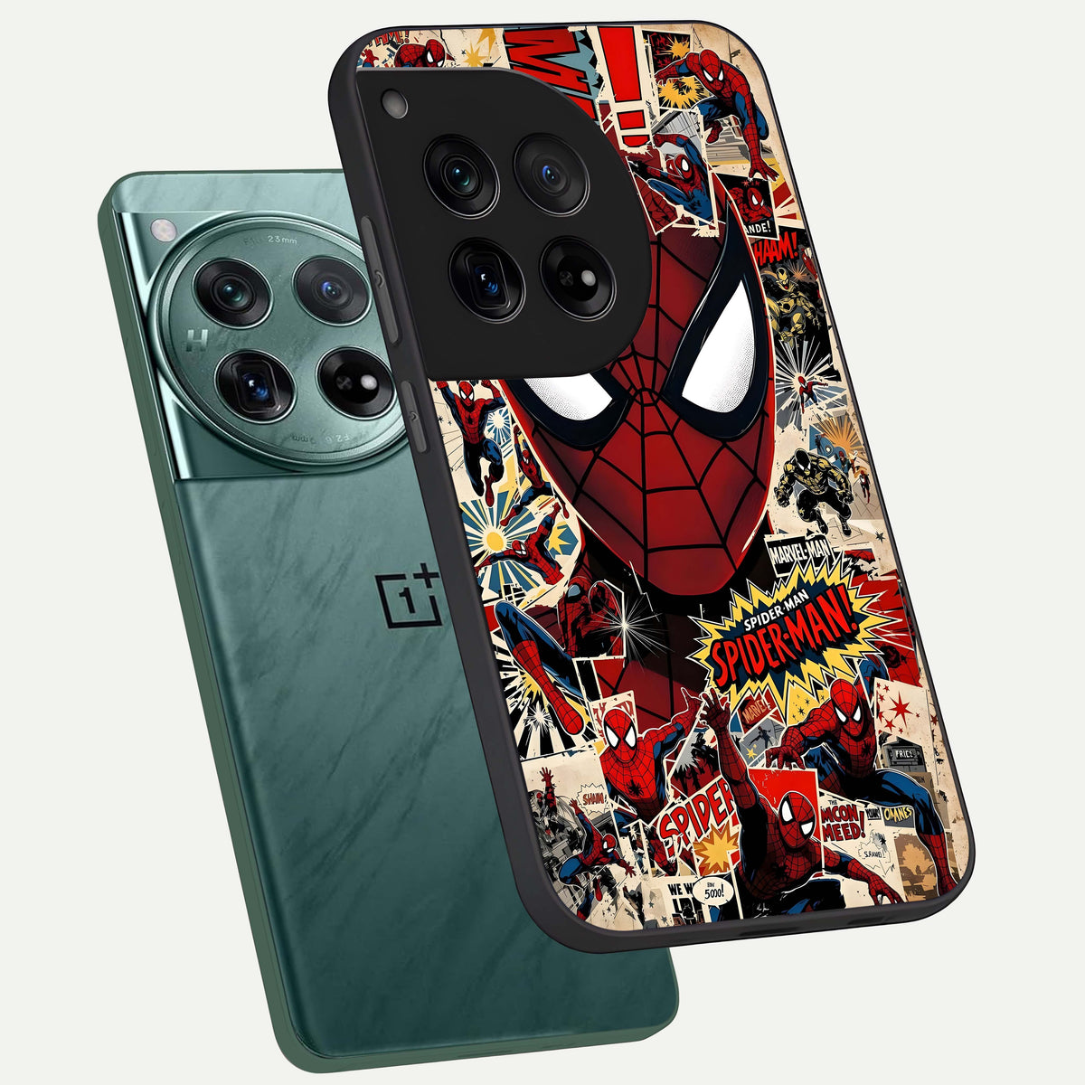  Aesthetic Wonder Spider phone case For OnePlus 12 showing premium glass back cover with detailed artwork