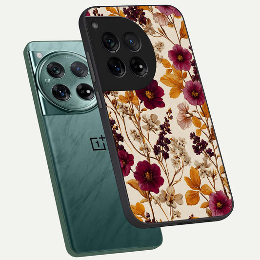  Autumn Wine Bloom phone case For OnePlus 12 showing premium glass back cover with detailed artwork
