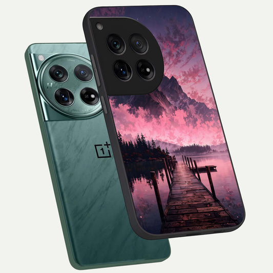  Beautiful Mountain View phone case For OnePlus 12 showing premium glass back cover with detailed artwork