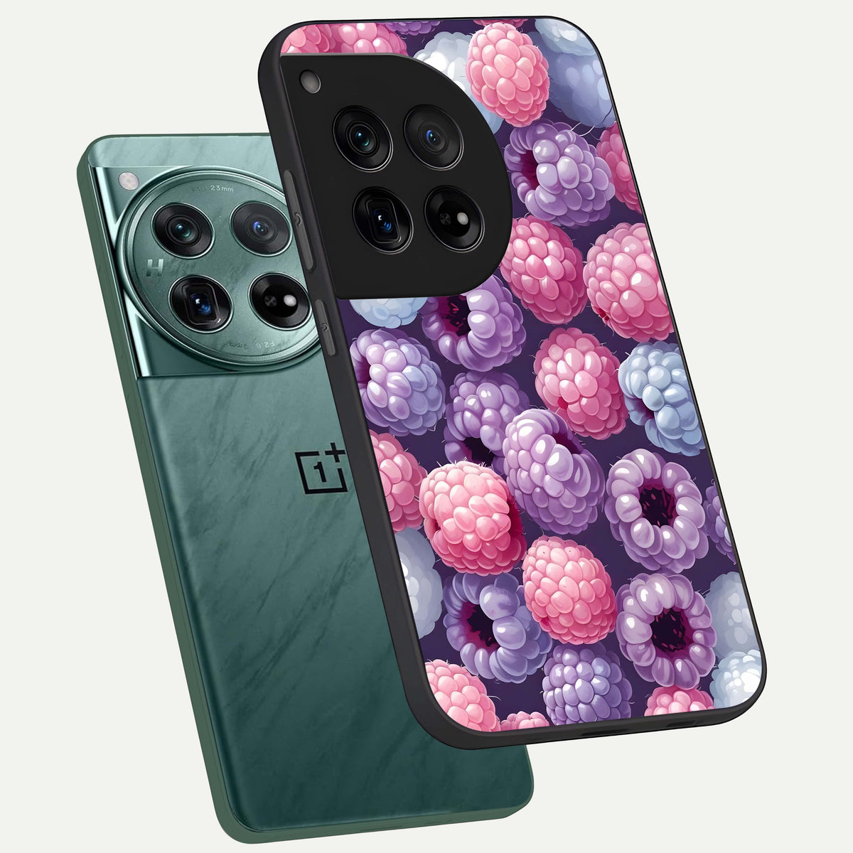  Berry Candy Pop phone case For OnePlus 12 showing premium glass back cover with detailed artwork