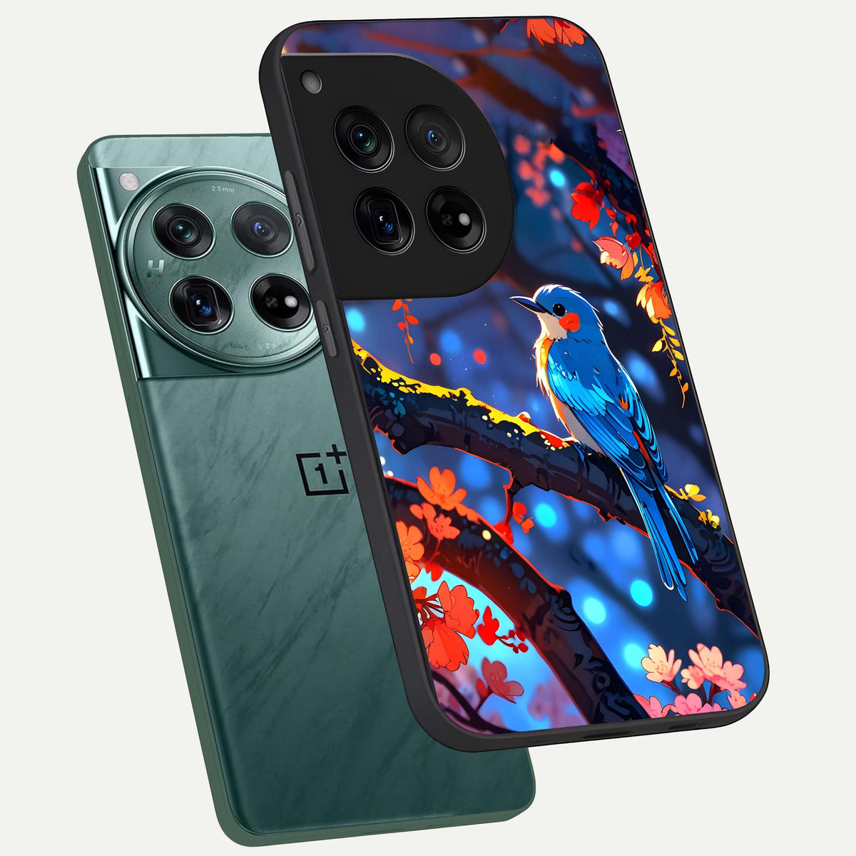  Blooming Water Drift phone case For OnePlus 12 showing premium glass back cover with detailed artwork