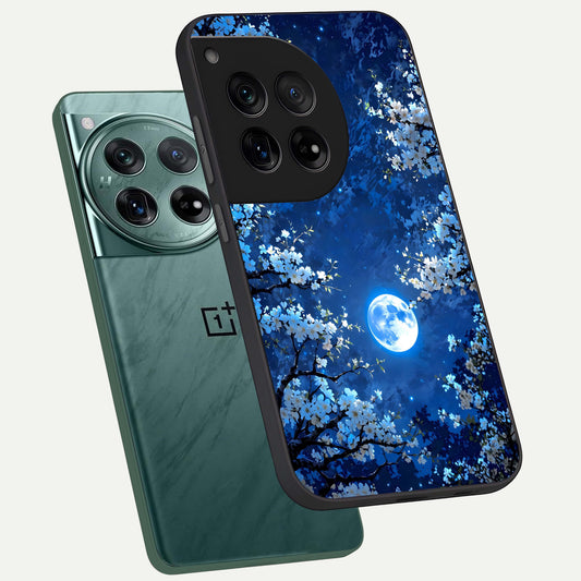  Blossom Moonlight Sky phone case For OnePlus 12 showing premium glass back cover with detailed artwork