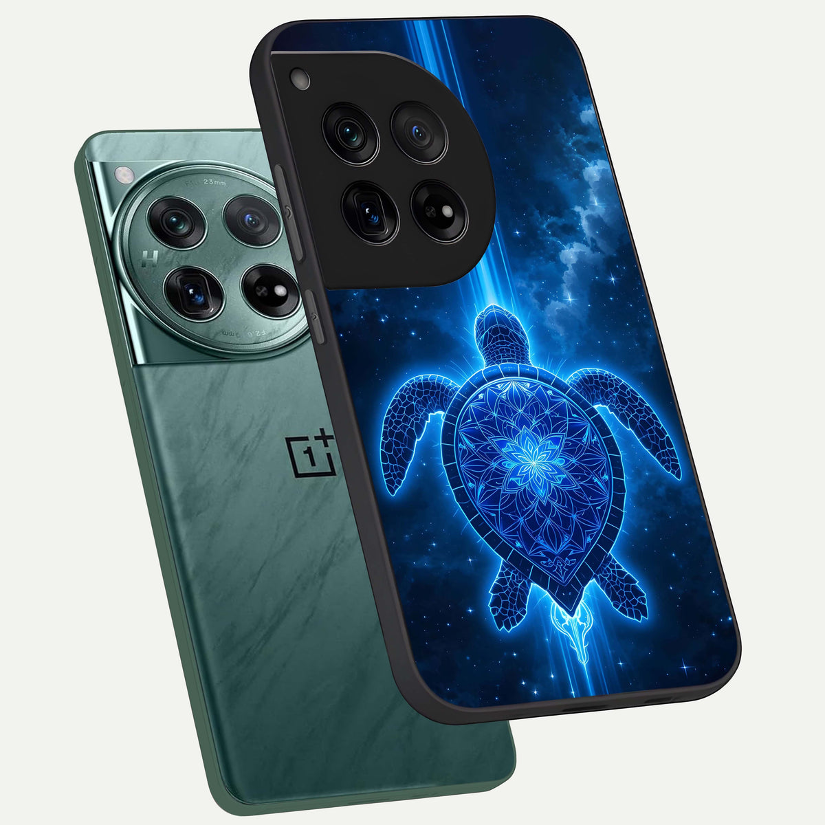  Blue Galaxy Turtle phone case For OnePlus 12 showing premium glass back cover with detailed artwork