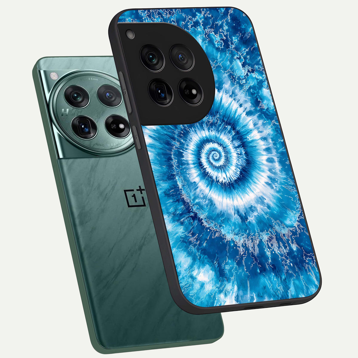  Blue Galaxy Wave phone case For OnePlus 12 showing premium glass back cover with detailed artwork