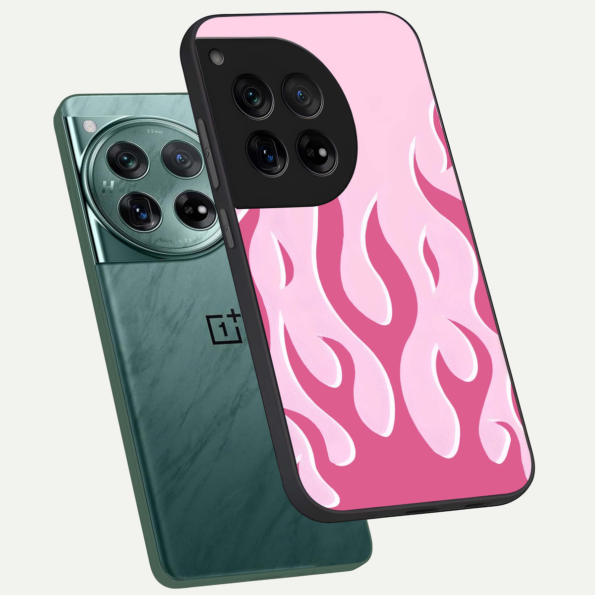  Blush Flame Energy phone case For OnePlus 12 showing premium glass back cover with detailed artwork