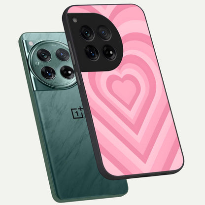  Blush Heart Waves phone case For OnePlus 12 showing premium glass back cover with detailed artwork