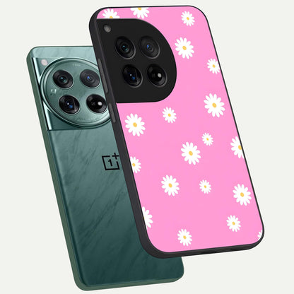  Bubblegum Daisy Pop phone case For OnePlus 12 showing premium glass back cover with detailed artwork