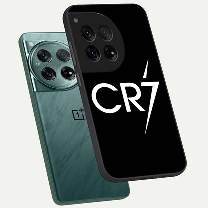  CR7 Elite Strike phone case For OnePlus 12 showing premium glass back cover with detailed artwork