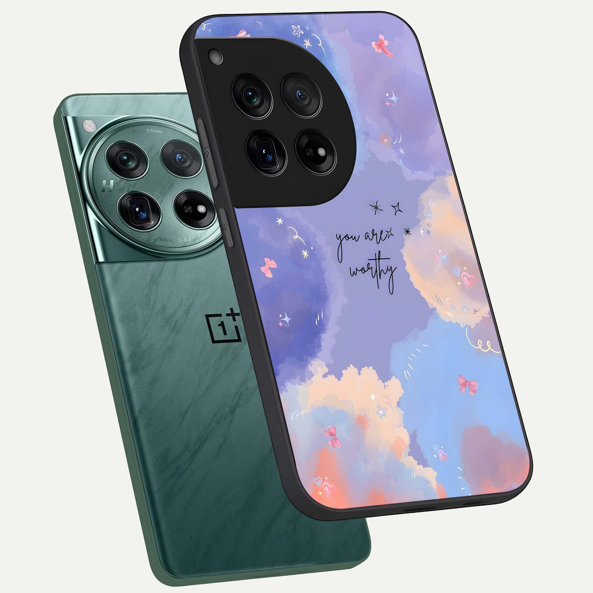  Celestial Cloud Magic phone case For OnePlus 12 showing premium glass back cover with detailed artwork
