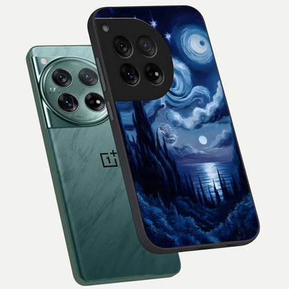  Celestial Dream Van Gogh phone case For OnePlus 12 showing premium glass back cover with detailed artwork