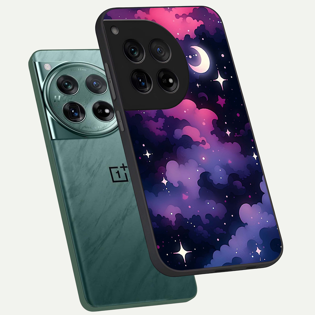  Celestial Moon Magic phone case For OnePlus 12 showing premium glass back cover with detailed artwork
