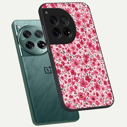  Cherry Blossom Charm phone case For OnePlus 12 showing premium glass back cover with detailed artwork