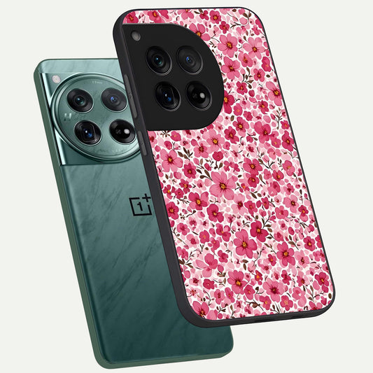  Cherry Blossom Charm phone case For OnePlus 12 showing premium glass back cover with detailed artwork