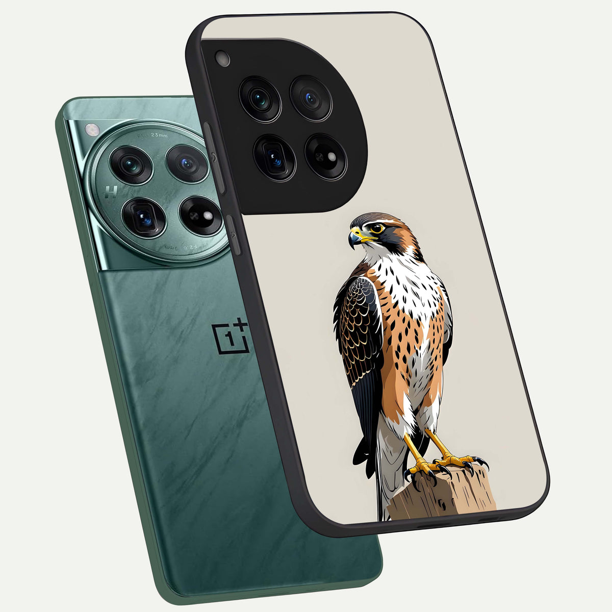  Clever Eagle phone case For OnePlus 12 showing premium glass back cover with detailed artwork