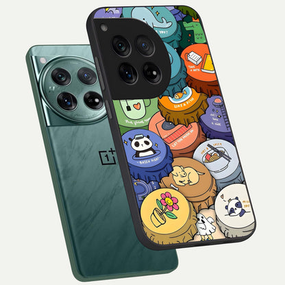  Coins Patterns phone case For OnePlus 12 showing premium glass back cover with detailed artwork