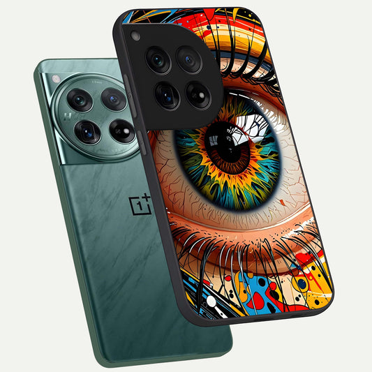  Colorful Eye phone case For OnePlus 12 showing premium glass back cover with detailed artwork