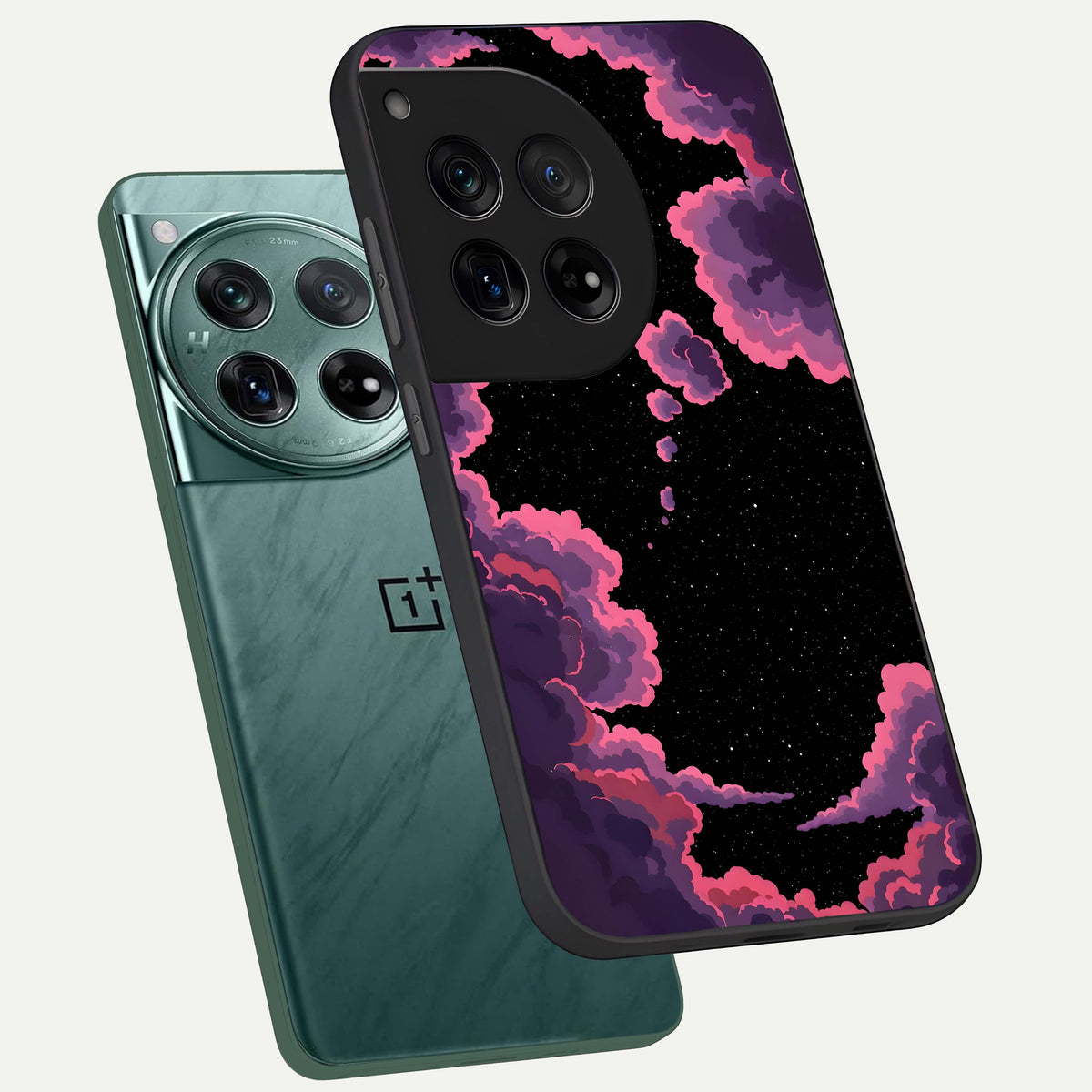  Cosmic Cloud Journey phone case For OnePlus 12 showing premium glass back cover with detailed artwork