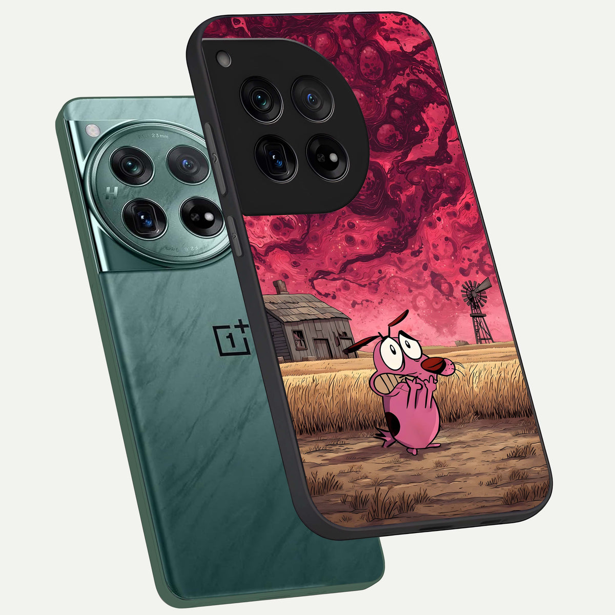  Courage Under Sky phone case For OnePlus 12 showing premium glass back cover with detailed artwork