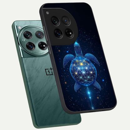  Crimson Blue Turtle phone case For OnePlus 12 showing premium glass back cover with detailed artwork