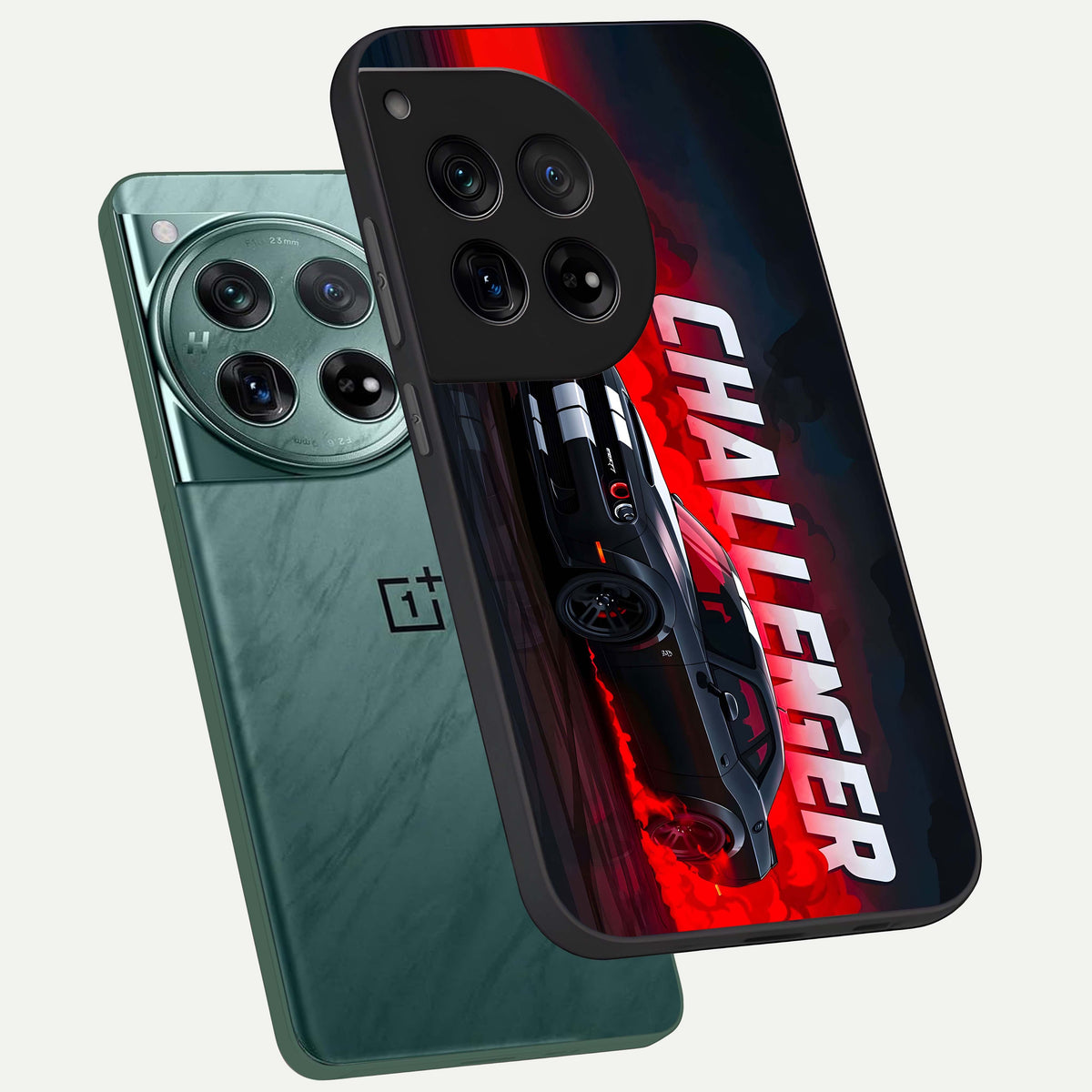  Crimson Challenger Fury phone case For OnePlus 12 showing premium glass back cover with detailed artwork