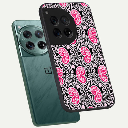 Crimson Paisley Charm phone case For OnePlus 12 showing premium glass back cover with detailed artwork