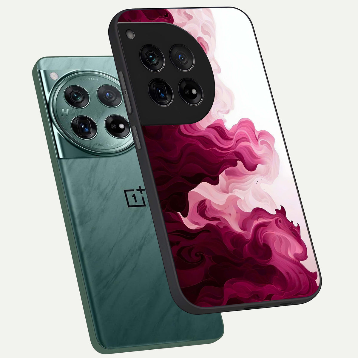  Crimson Wave Flow phone case For OnePlus 12 showing premium glass back cover with detailed artwork