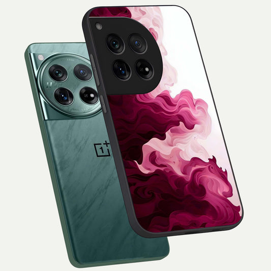  Crimson Wave Flow phone case For OnePlus 12 showing premium glass back cover with detailed artwork