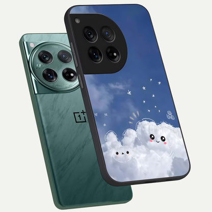  Cute Blossom Cloud phone case For OnePlus 12 showing premium glass back cover with detailed artwork