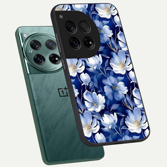  Cute Floral Patterns phone case For OnePlus 12 showing premium glass back cover with detailed artwork