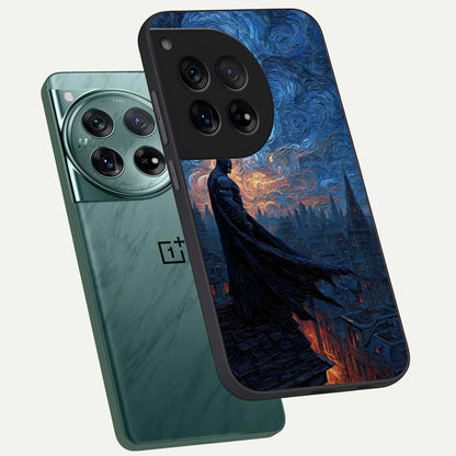  Dark Knight Dusk phone case For OnePlus 12 showing premium glass back cover with detailed artwork