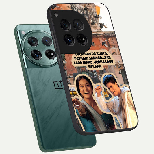  Desi Retro Vibes phone case For OnePlus 12 showing premium glass back cover with detailed artwork
