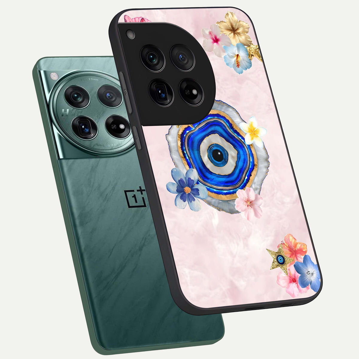  Divine Aura Bloom phone case For OnePlus 12 showing premium glass back cover with detailed artwork
