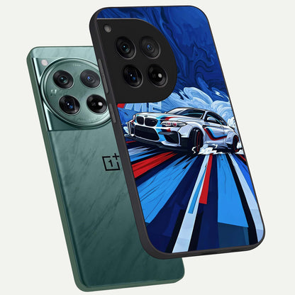  Drift Power Rush phone case For OnePlus 12 showing premium glass back cover with detailed artwork