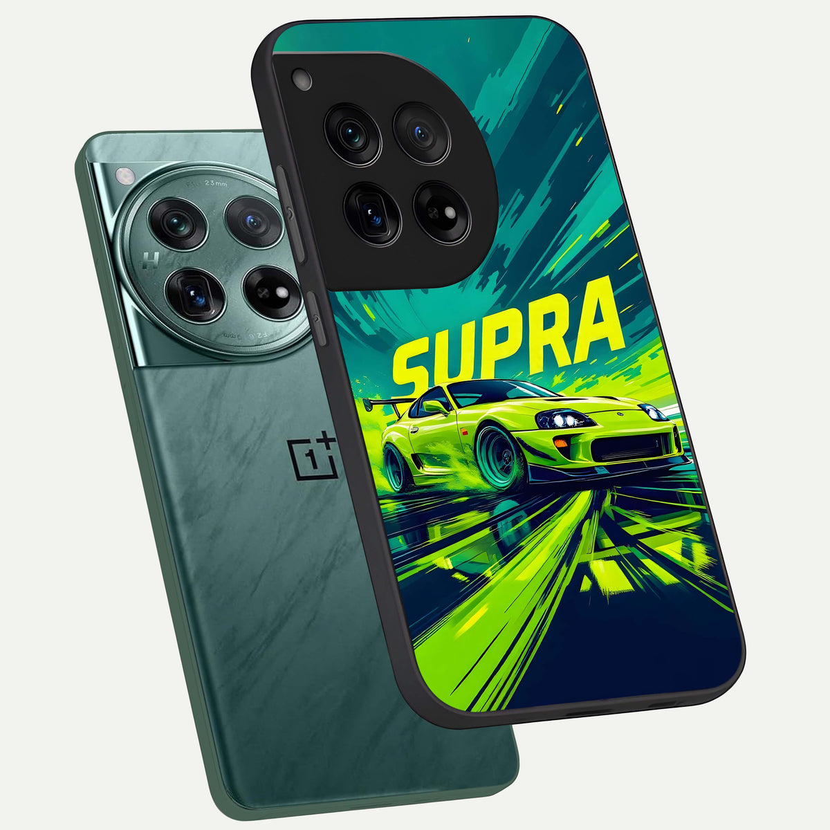  Electric Supra Thunder phone case For OnePlus 12 showing premium glass back cover with detailed artwork