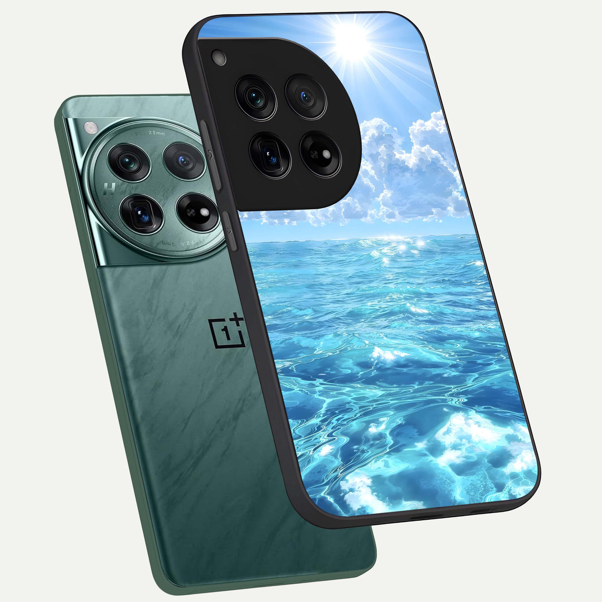  Endless Ocean Horizon phone case For OnePlus 12 showing premium glass back cover with detailed artwork