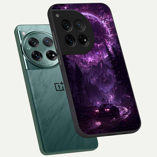  Eternal Cosmic Drive phone case For OnePlus 12 showing premium glass back cover with detailed artwork