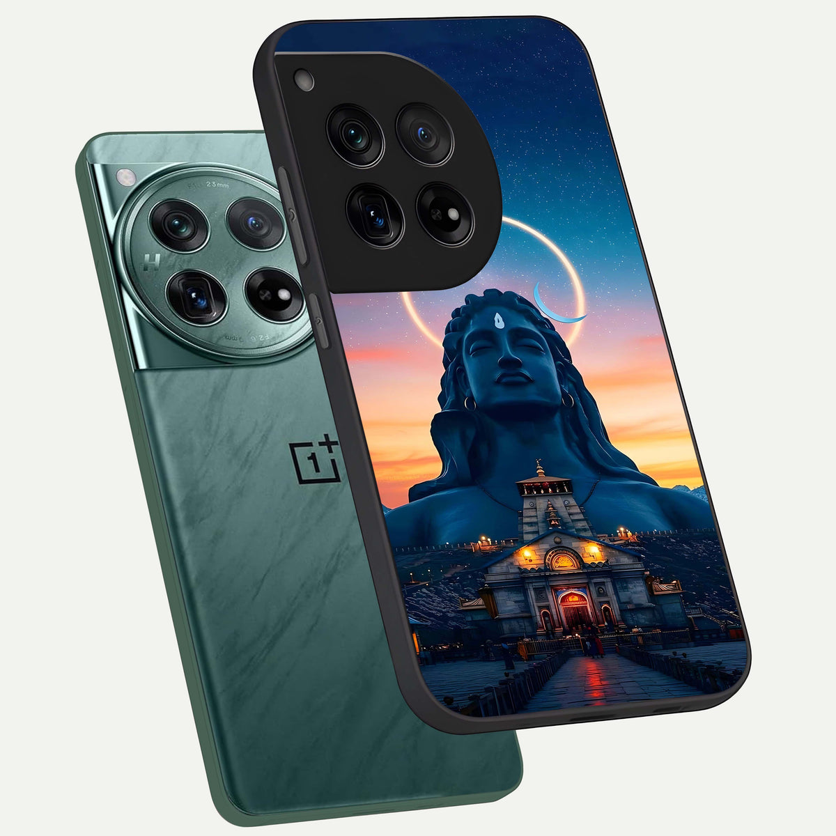  Eternal Shiva Aura phone case For OnePlus 12 showing premium glass back cover with detailed artwork