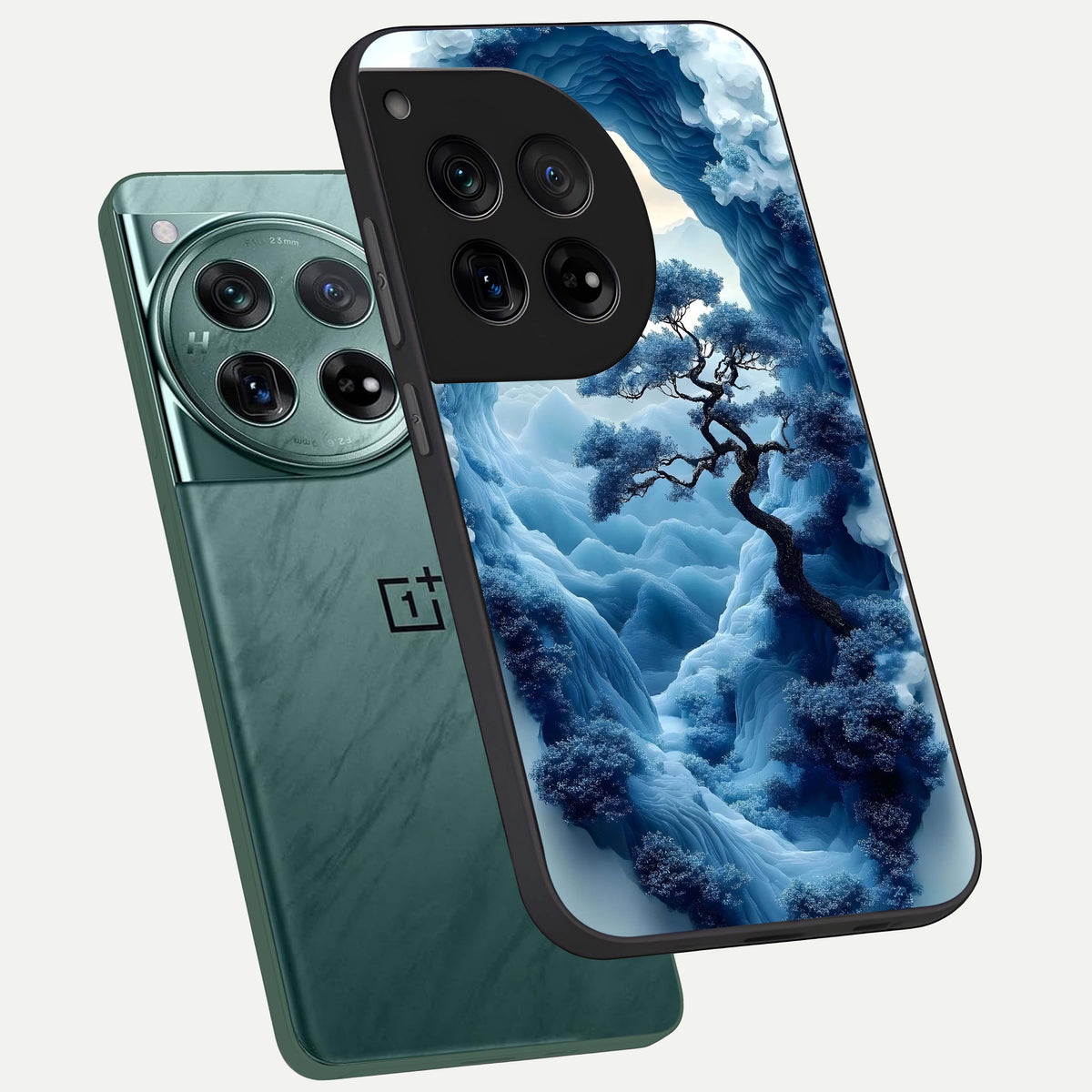  Frozen Serenity Gate phone case For OnePlus 12 showing premium glass back cover with detailed artwork