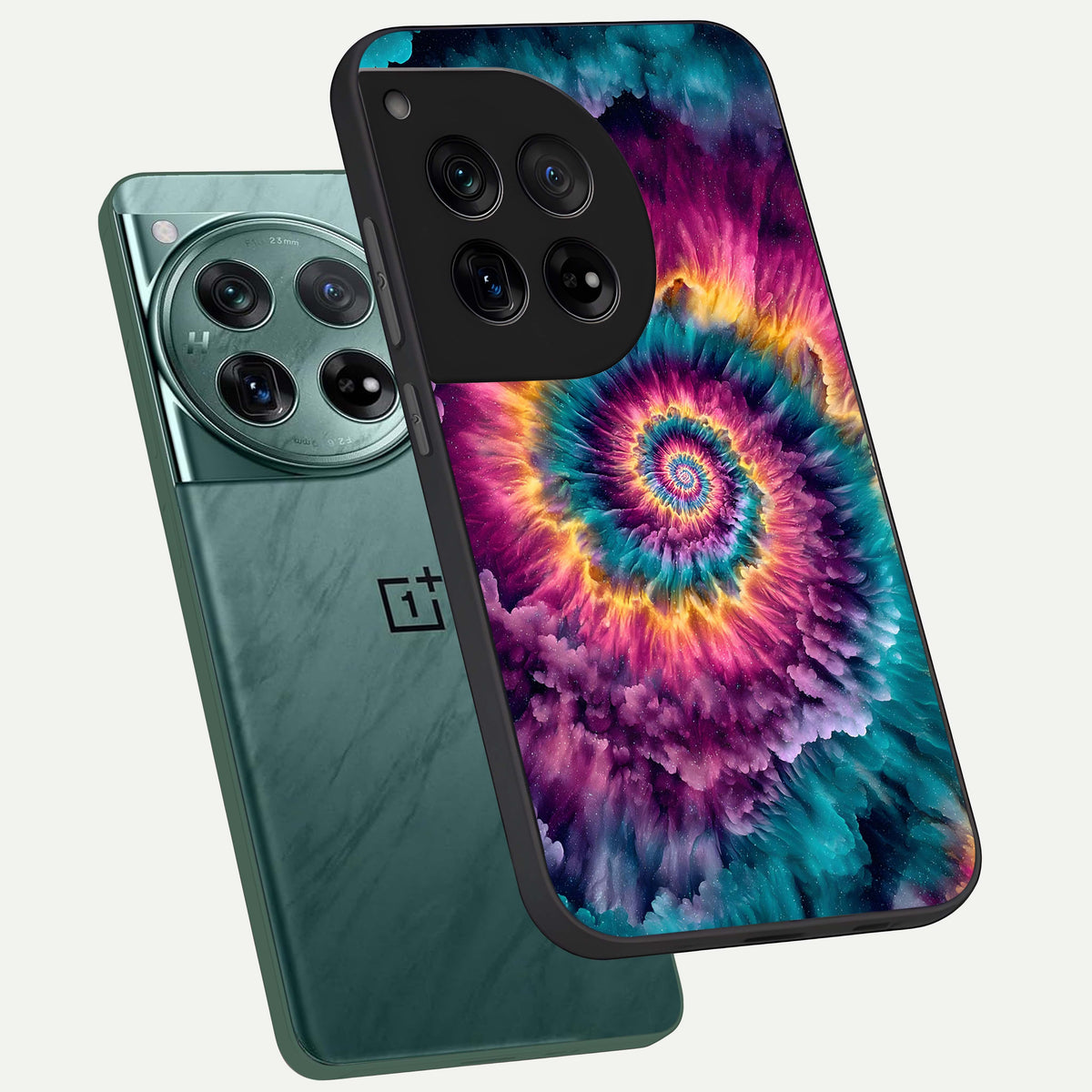  Galactic Spiral Burst phone case For OnePlus 12 showing premium glass back cover with detailed artwork