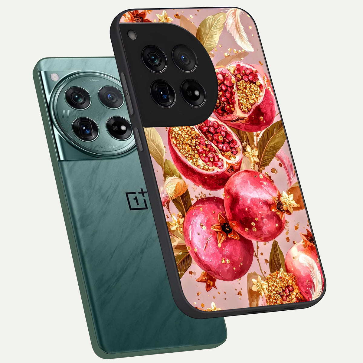  Golden Bloom Glow phone case For OnePlus 12 showing premium glass back cover with detailed artwork