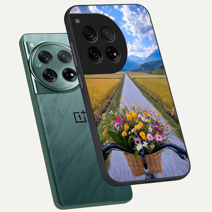  Golden Field Journey phone case For OnePlus 12 showing premium glass back cover with detailed artwork