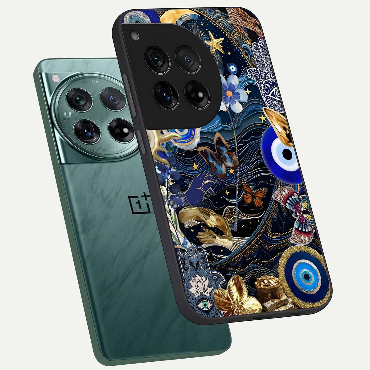  Golden Moon Magic phone case For OnePlus 12 showing premium glass back cover with detailed artwork