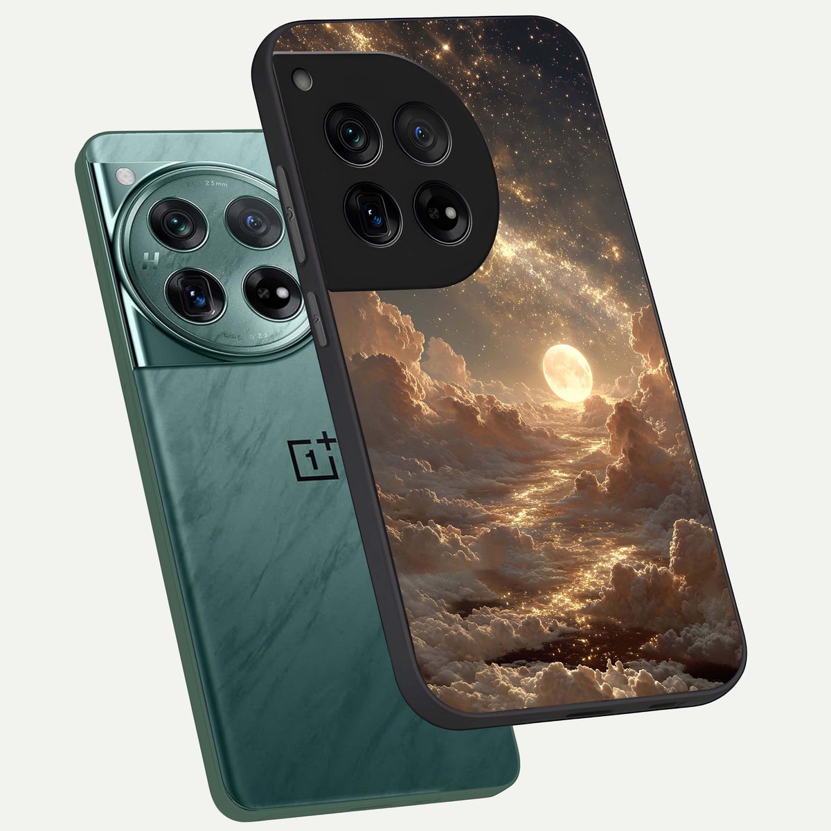  Golden Sky Dream phone case For OnePlus 12 showing premium glass back cover with detailed artwork