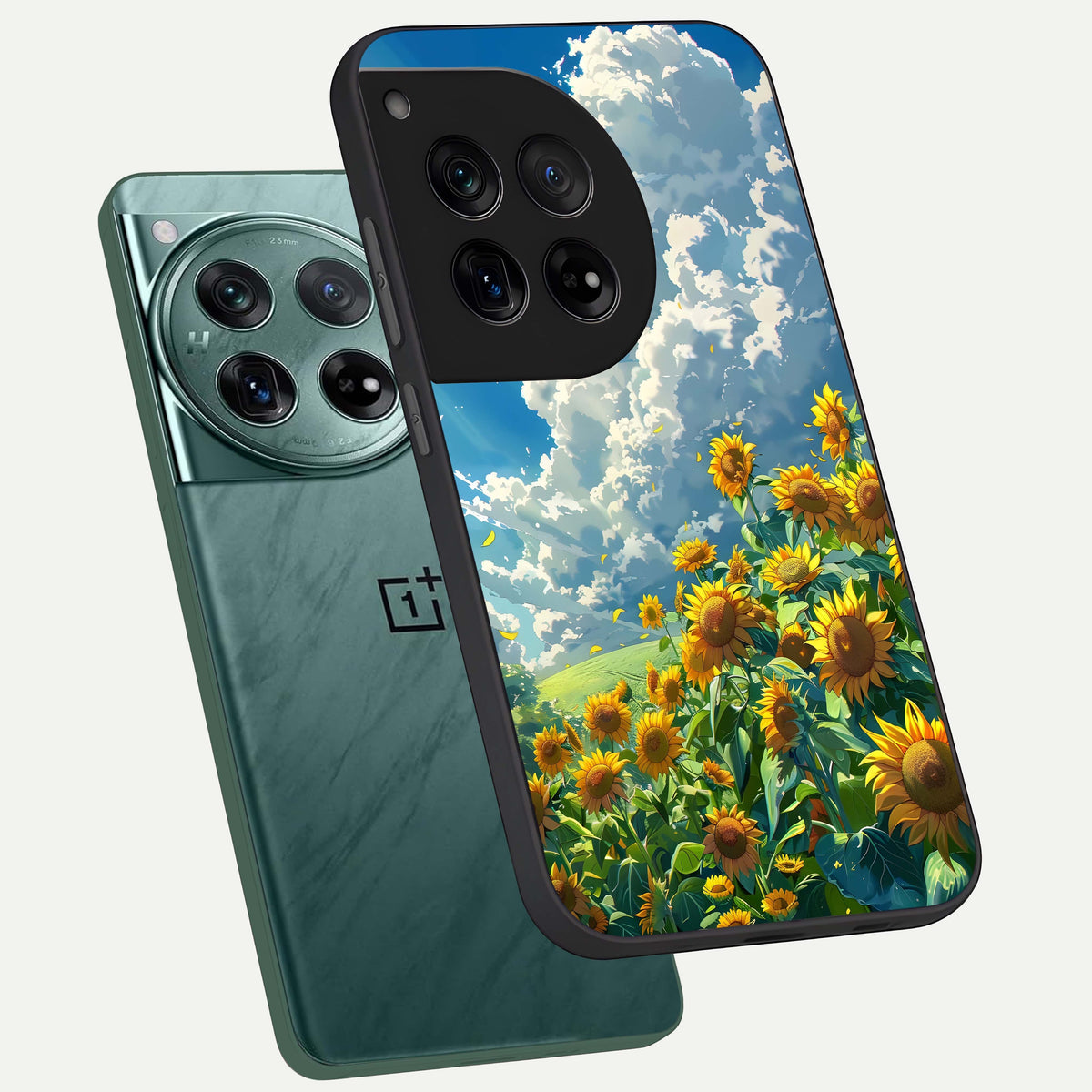  Golden Sun Glory phone case For OnePlus 12 showing premium glass back cover with detailed artwork