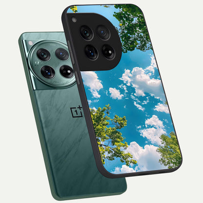  Green Moon Energy phone case For OnePlus 12 showing premium glass back cover with detailed artwork