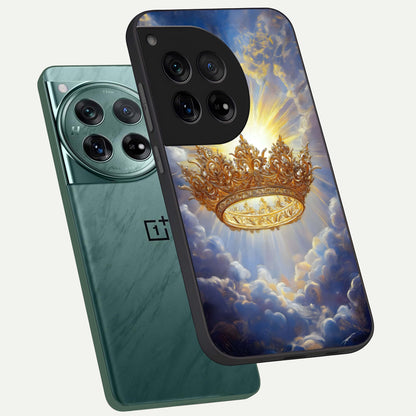  Heavenly Crown Light phone case For OnePlus 12 showing premium glass back cover with detailed artwork