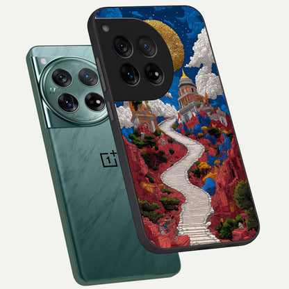  Heavenly Moon Path phone case For OnePlus 12 showing premium glass back cover with detailed artwork