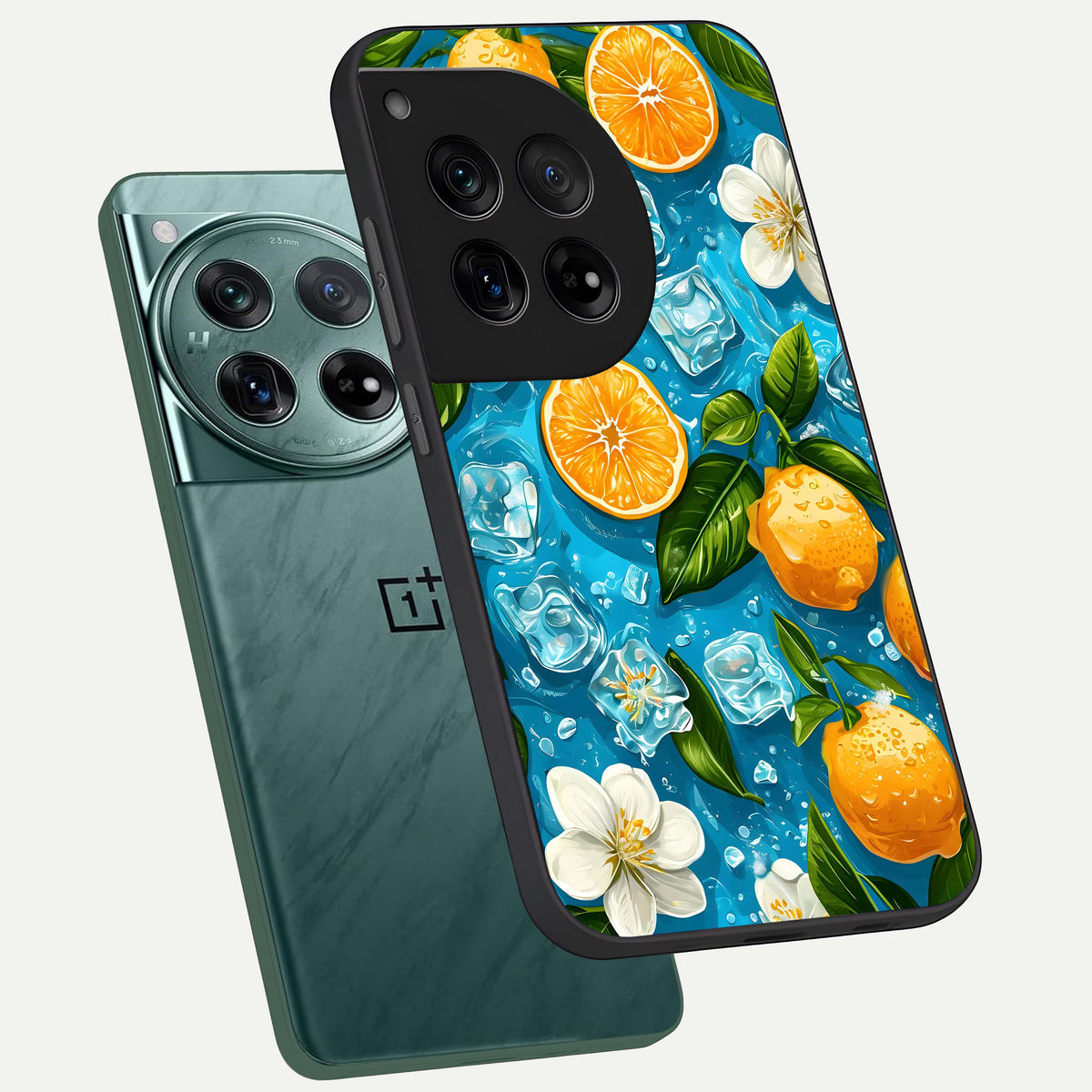  Ice Cube With Orange phone case For OnePlus 12 showing premium glass back cover with detailed artwork