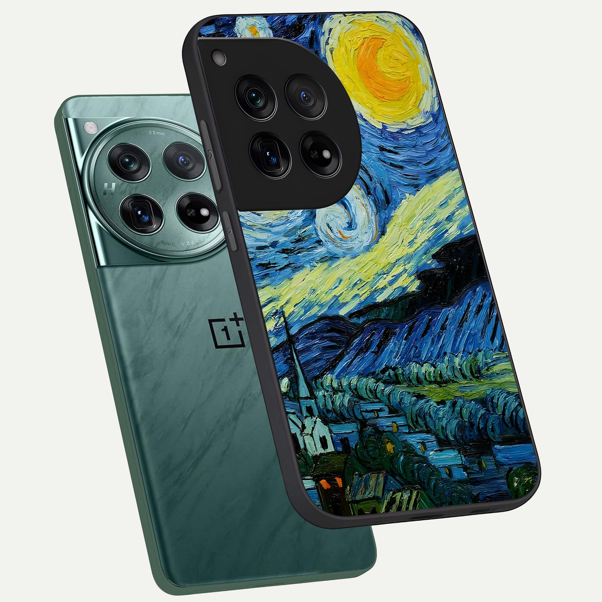  Inspired Van Gogh Art phone case For OnePlus 12 showing premium glass back cover with detailed artwork
