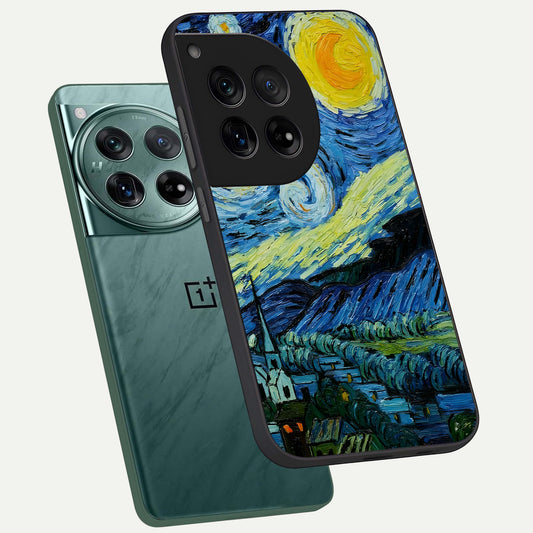  Inspired Van Gogh Art phone case For OnePlus 12 showing premium glass back cover with detailed artwork